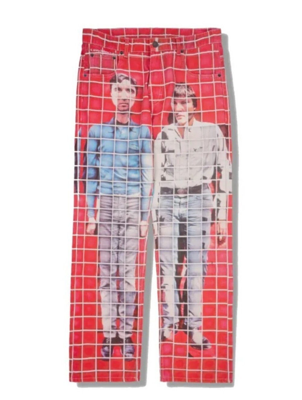 THE TALKING HEADS - Men's Slim Straight Graphic Jeans in Red